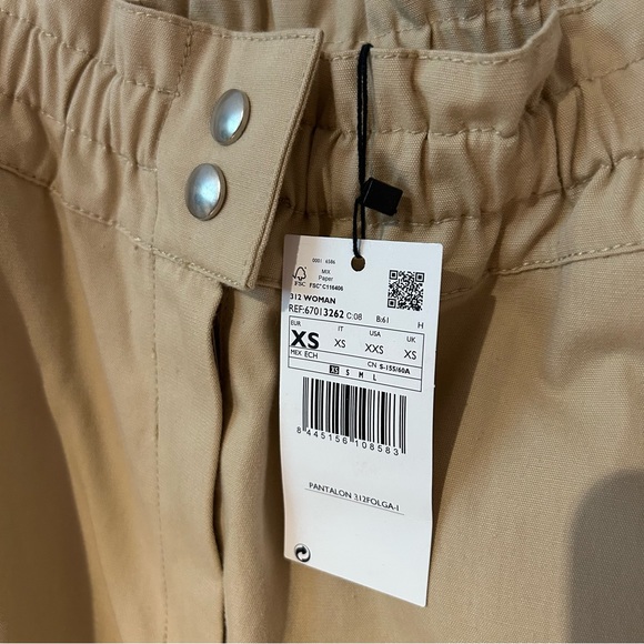 -NWT MANGO Beige Paper Bag Relaxed Trousers - Picture 8 of 9
